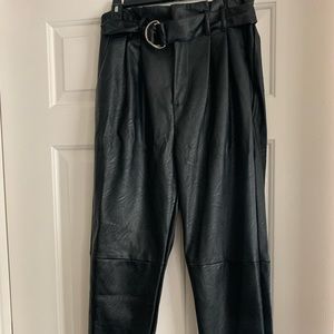 High waist faux leather pants